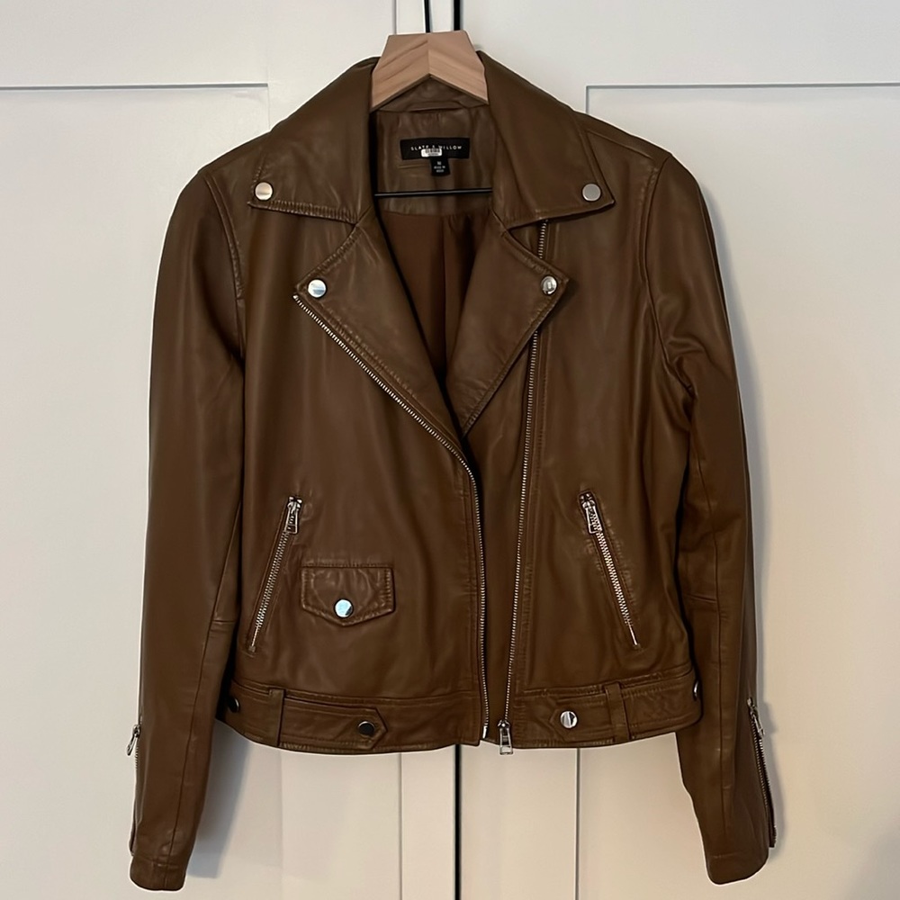 Slate $ Willow brown leather jacket - M